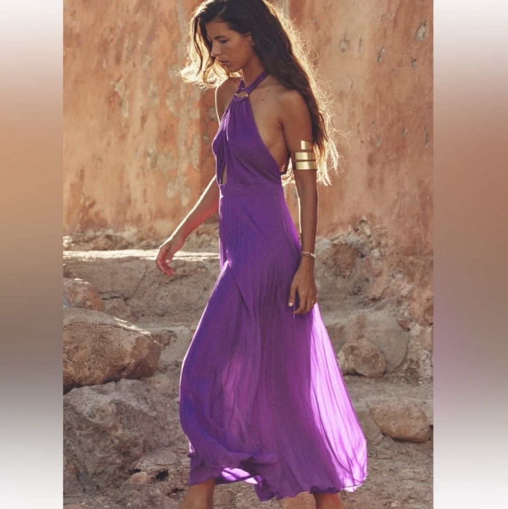 Zara Purple Halter Midi Dress